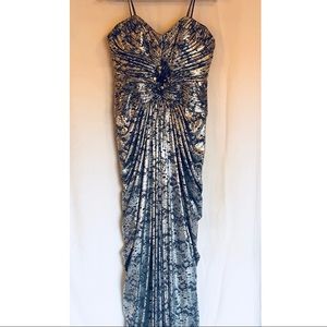 Adrianna Papell Collection Elegant Silver Gown